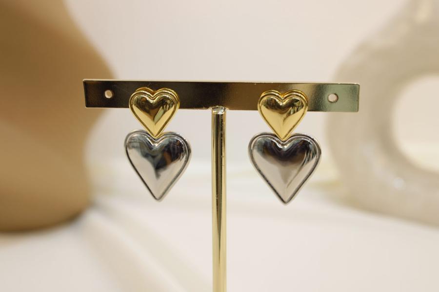 Arete De Corazón Combinado