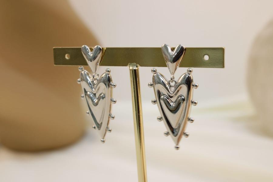 Arete Chunky De Corazón Doble