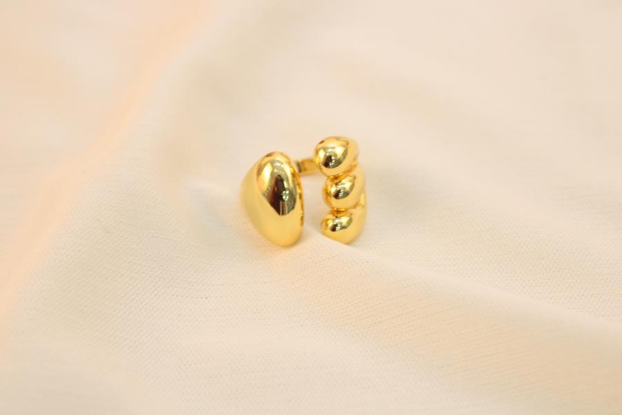 Anillo Abierto De Tres Perlas