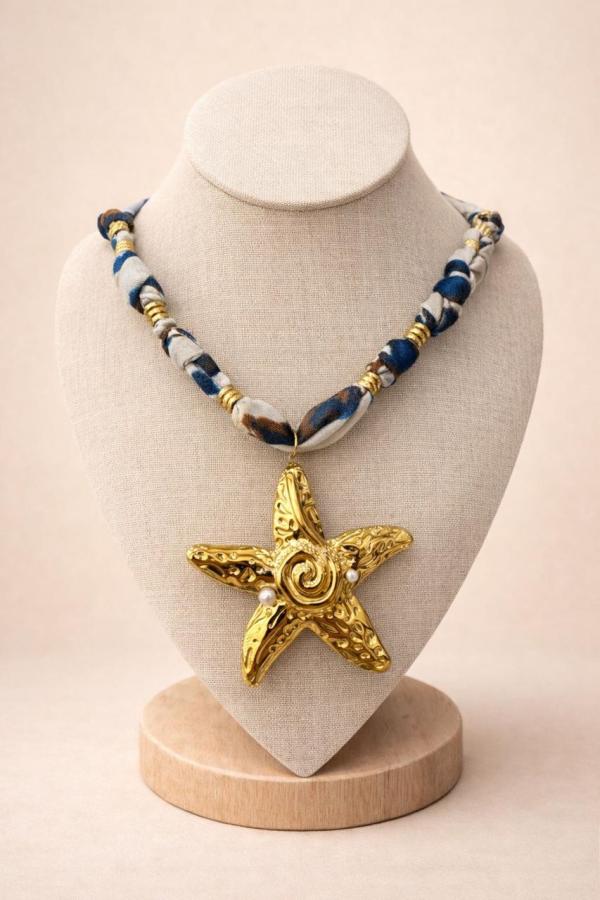 Cadena De Tela Estrella De Mar Perla