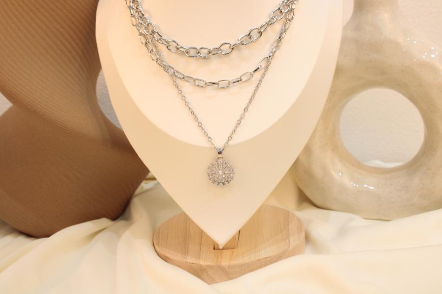 Cadena Triple Circular Con Zirconias