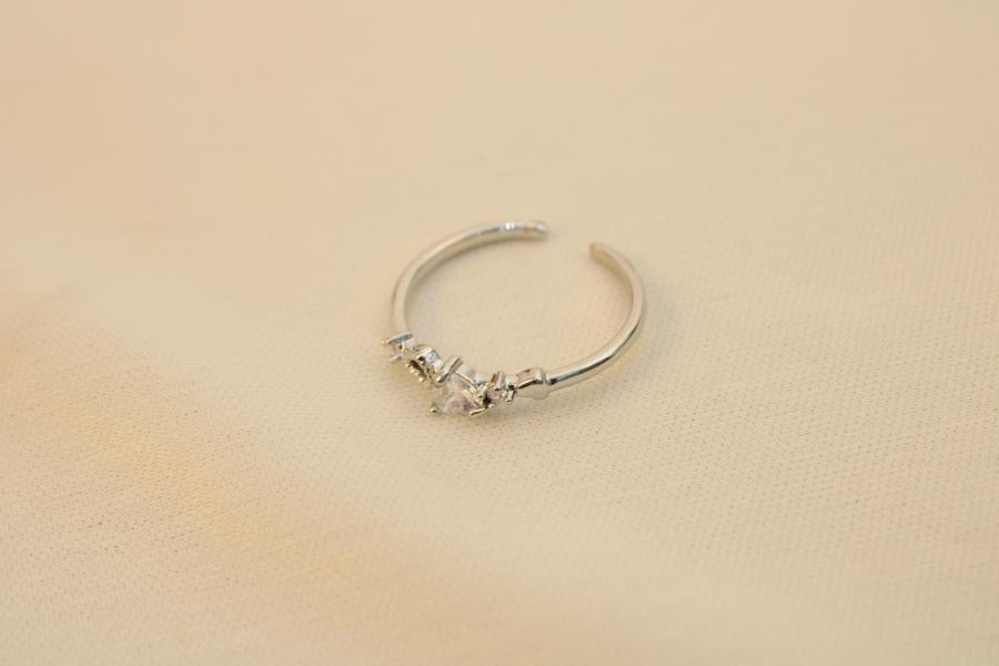 Anillo Cruzado Brillante Corazón