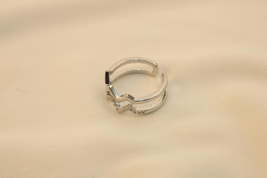 Anillo Doble ZigZag Con Zirconias