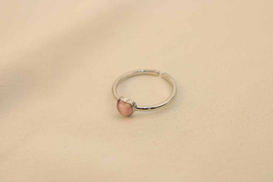 Anillo De Corazón Rosa Perla