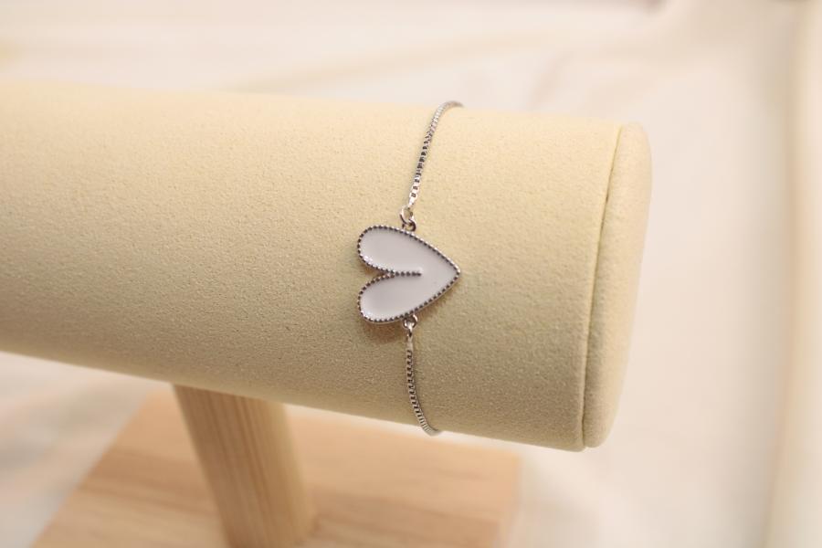 Pulsera Ajustable De Corazón Blanco