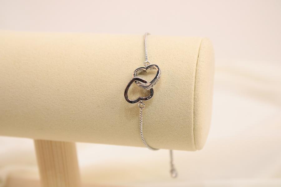 Pulsera Ajustable De Corazón Doble