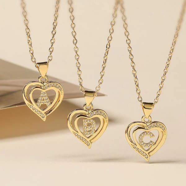Dije De Iniciales Corazón Brillante Dorado