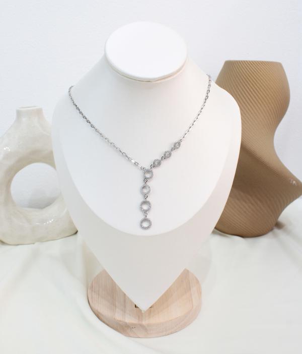 Cadena Con Colgante Circular Brillante