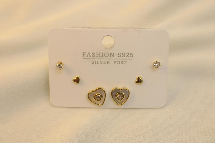 Set De 2 Pares Corazón Y Zirconia