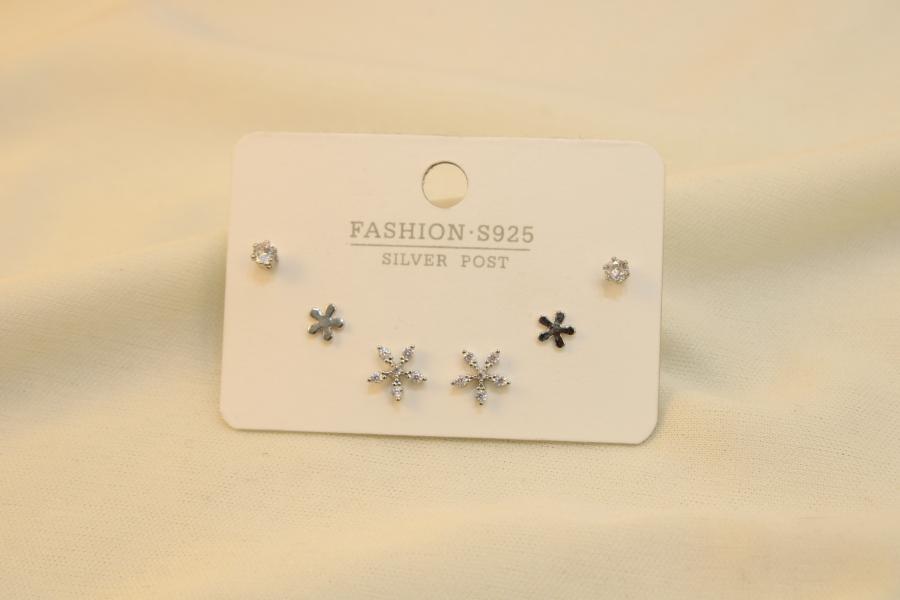 Set De 2 Flor Con Zirconia