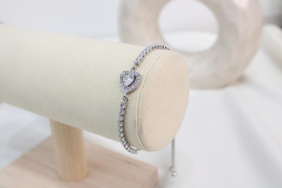 Pulsera Ajustable De Corazón Brillante