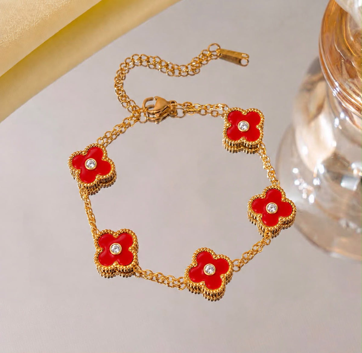 Pulsera De 5 Trébol Con Zirconia