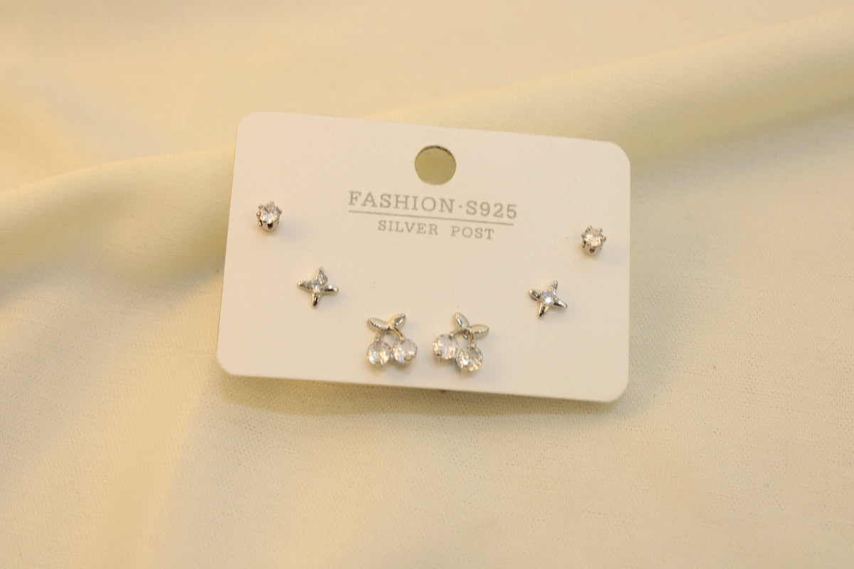 Set 3 Pares De Cereza/Zirconia