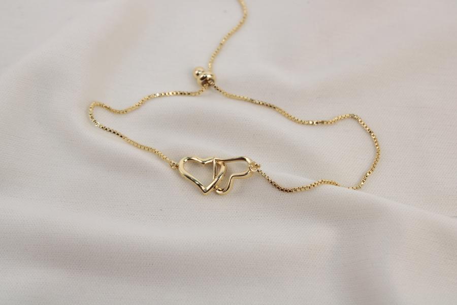 Pulsera Ajustable Corazon Doble
