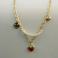 Cadena perlas con corazon
