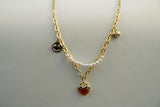 Cadena perlas con corazon