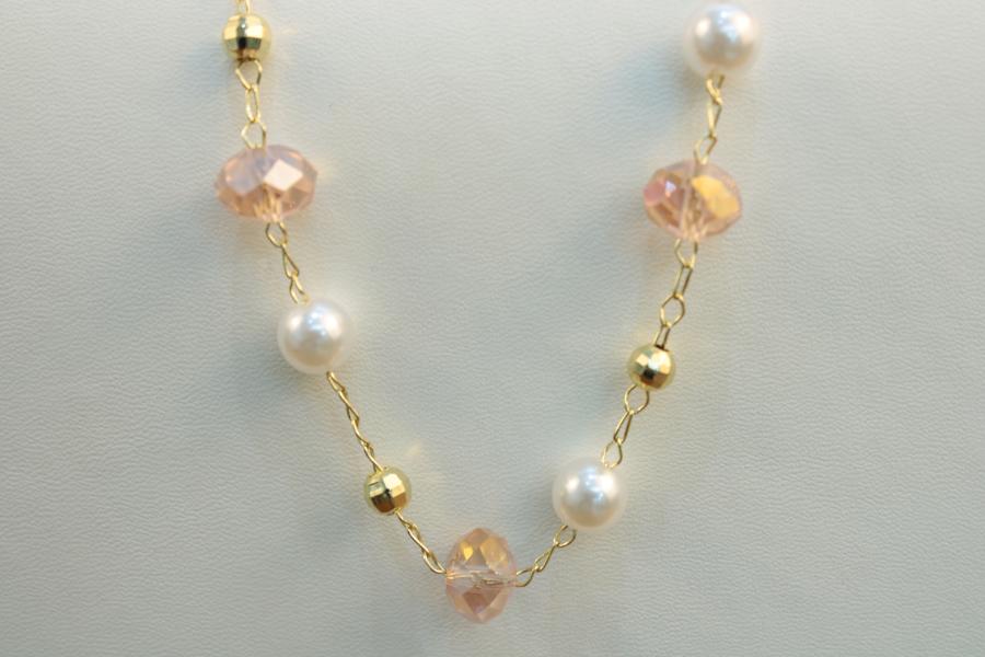Cadena con cristal de murano rosado