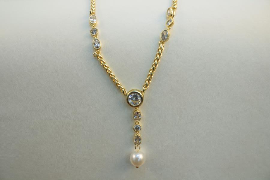 Cadena perlas y zirconia