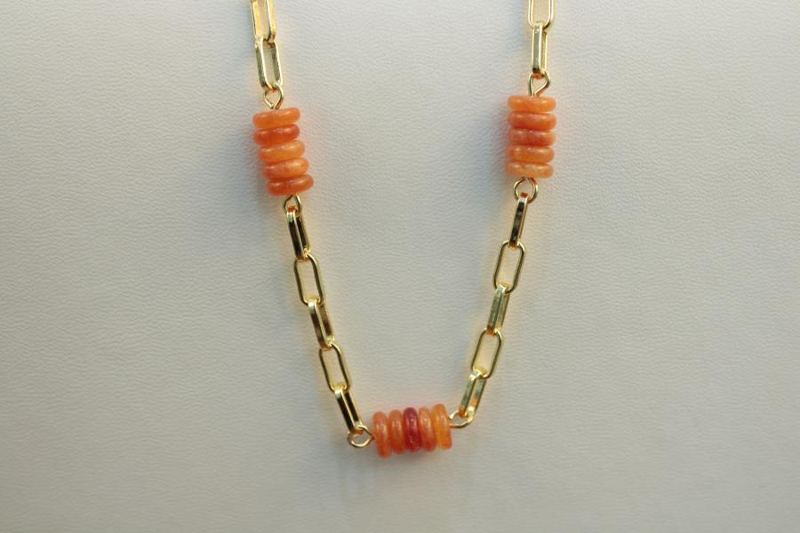 Cadena cristal de murano naranja