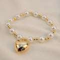 Pulsera ajustable perlas y corazon