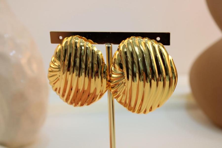 Arete Chunky Dorado Con Textura