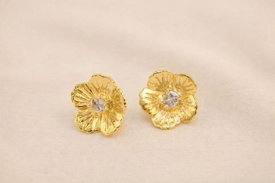 Arete De Flor Con Zirconia