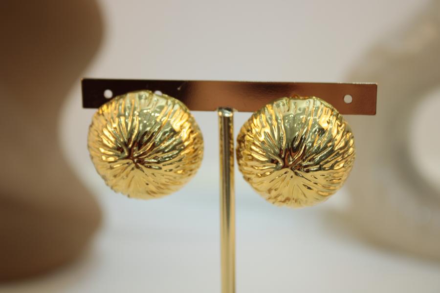 Arete Chunky  Dorado Redondo Con Textura
