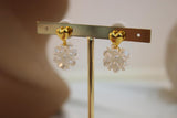 Arete De Corazón Con Flor blanca