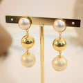 Arete con perlas dorado y blanco