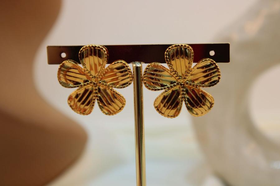 Arete acero flor 5 petalos circular