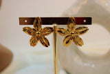Arete Acero Flor con Relieve