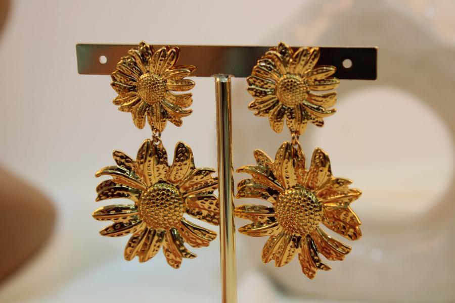 Arete Acero Girasol Doble