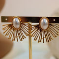 Arete acero abanico con perla