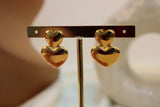 Arete acero corazon doble enchapado