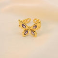 Anillo De Mariposa Con Zirconias Moradas En