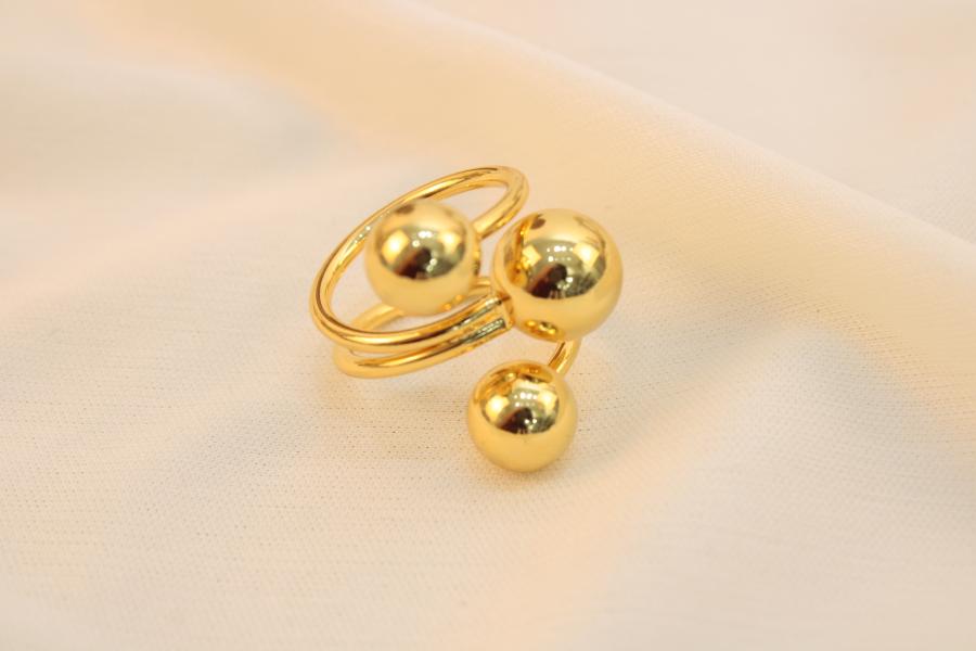 Anillo Chunky De Tres Perlas