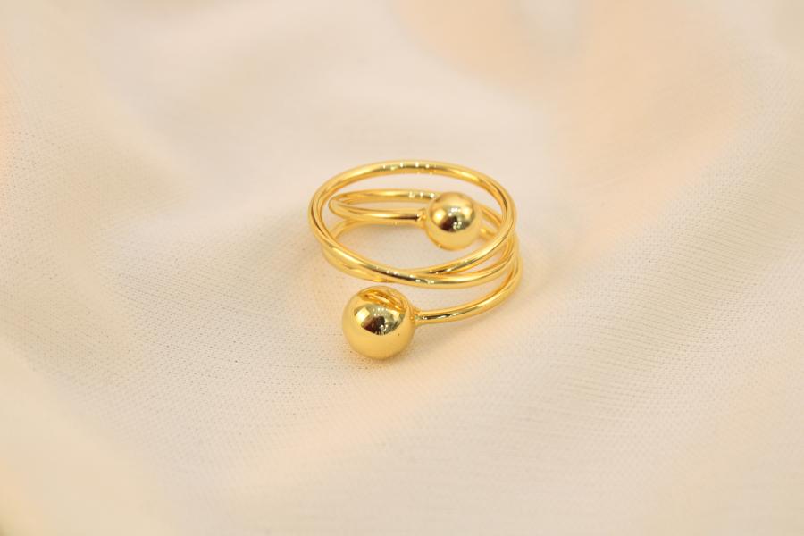 Anillo Doble Espiral Con Perlas