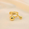 Anillo Invertido Con Dos Perlas