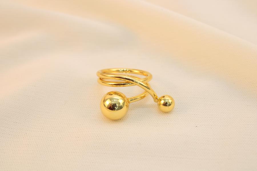 Anillo Invertido Con Dos Perlas