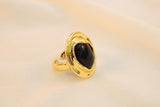 Anillo Chunky Con Perla Negra