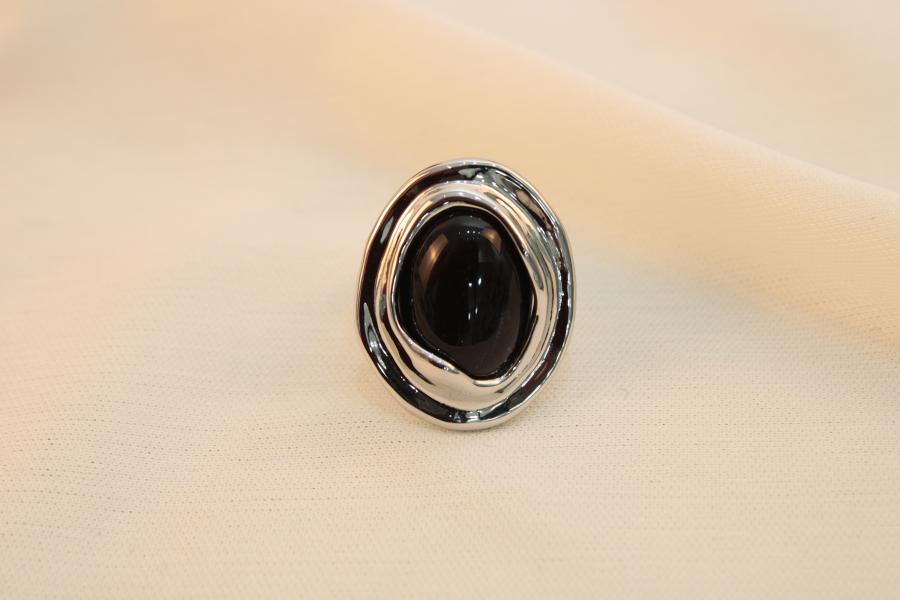 Anillo Chunky Con Perla Negra