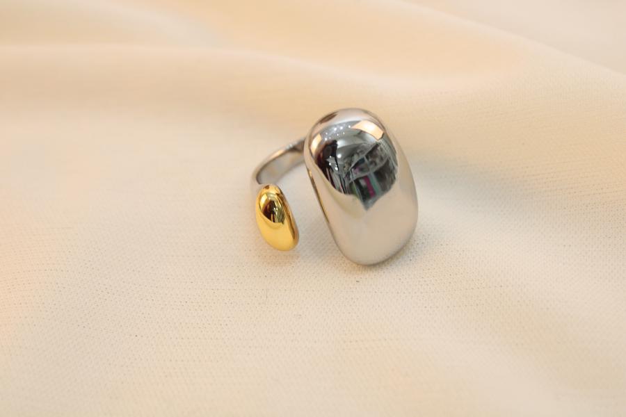 Anillo Chunky Doble Abierto Combinado