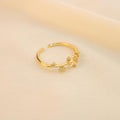 Anillo De Hojas Con Zirconia