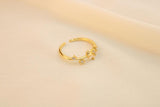 Anillo De Hojas Con Zirconia
