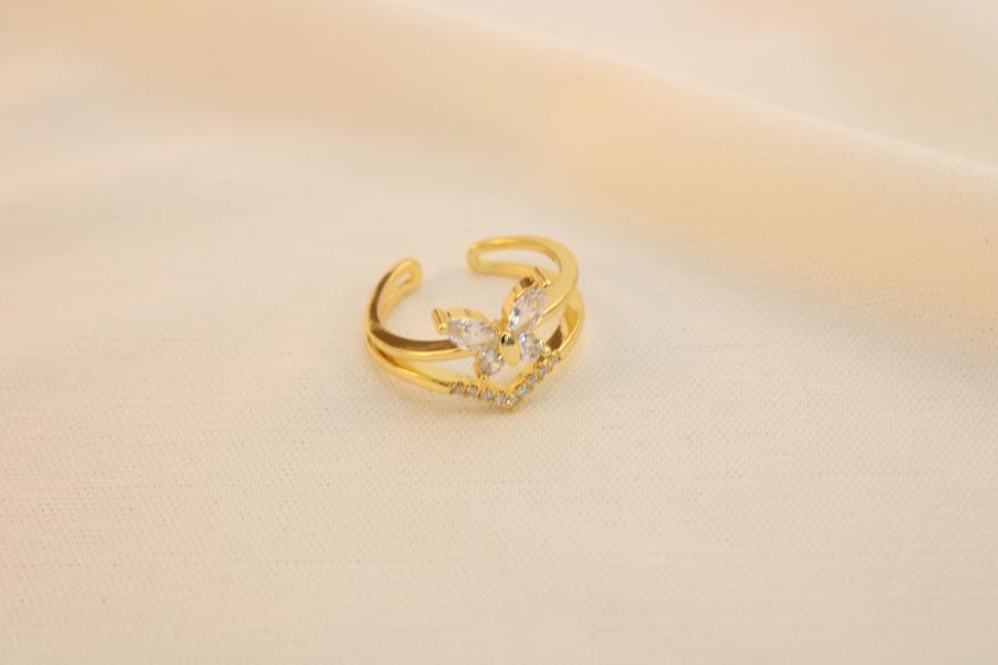 Anillo Doble Con Mariposa