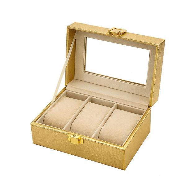 Organizador De Reloj 3 Puestos Dorado