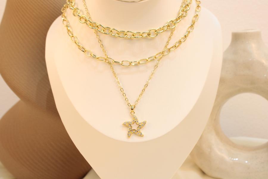 Cadena Triple De Estrella Con Zirconas