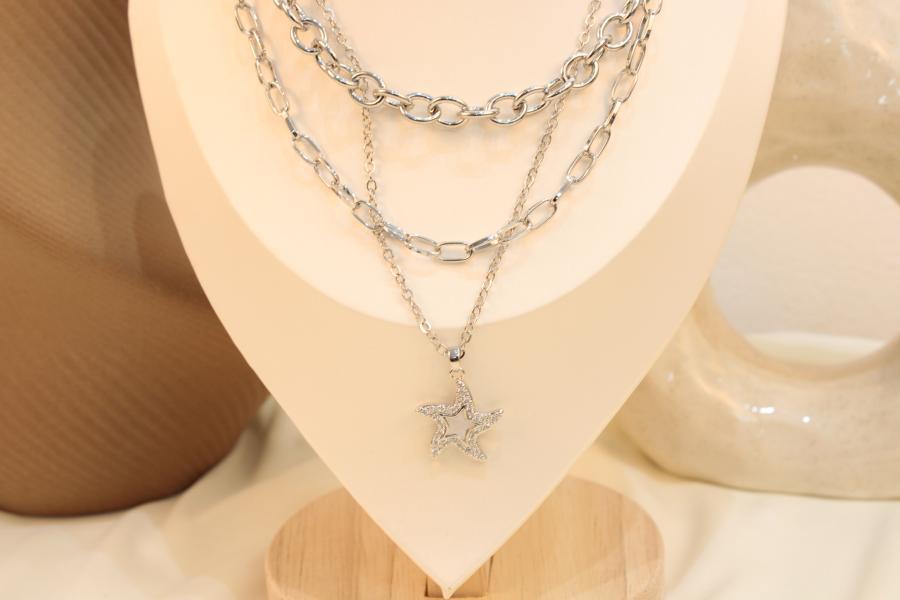 Cadena Triple De Estrella Con Zirconas