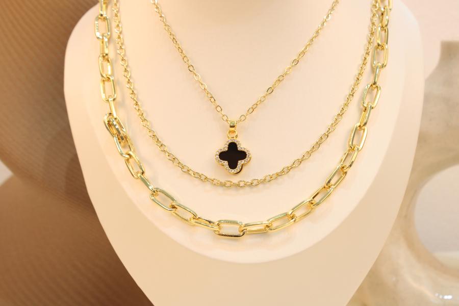 Cadena Triple Dupe De Van Cleef Negro