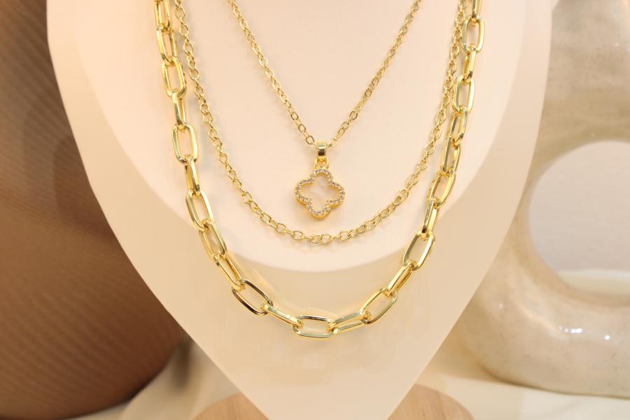 Cadena Triple Dupe De Van Cleef Blanco